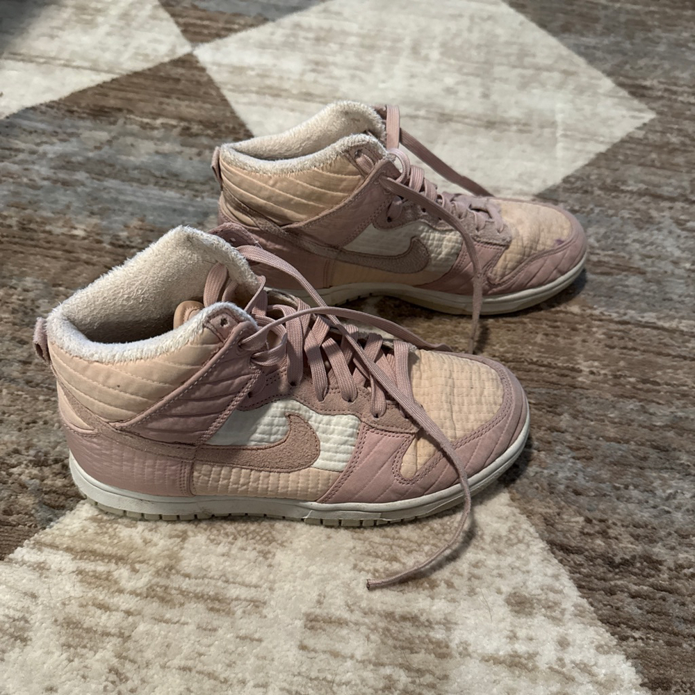Women's Nike Dunk High Pink White Sneakers Size 7